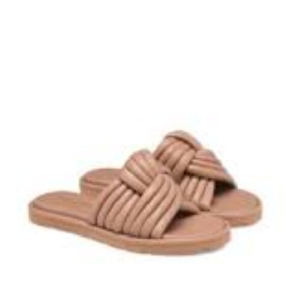 Gianvito Rossi Ottavia Leather Slides Sandals Womens 41.5 11.5 Beige Tan Leather - Picture 2 of 12